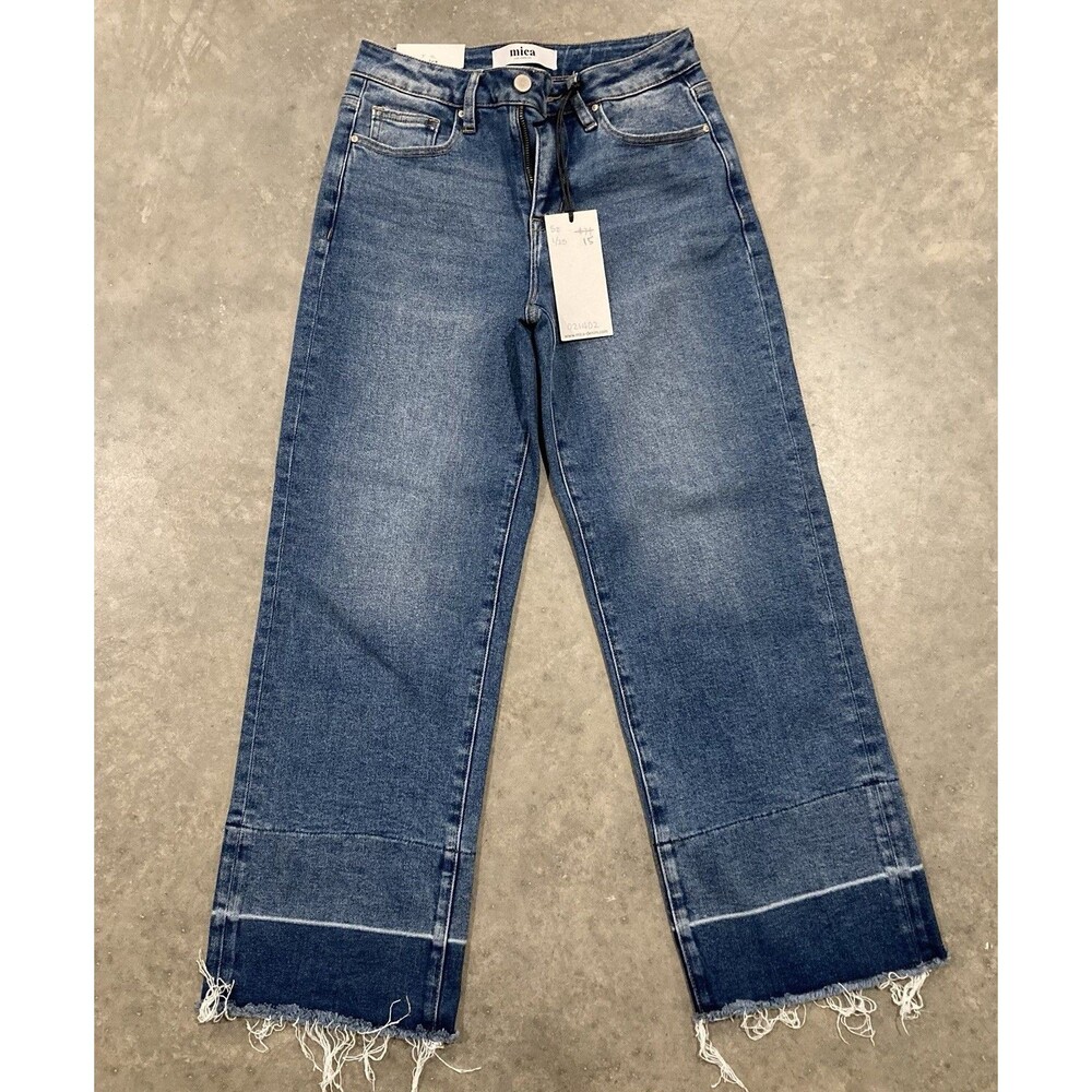 Mica Los Angeles Denim Jeans Women's 25 High Rise Straight Crop Raw Hem NWT
